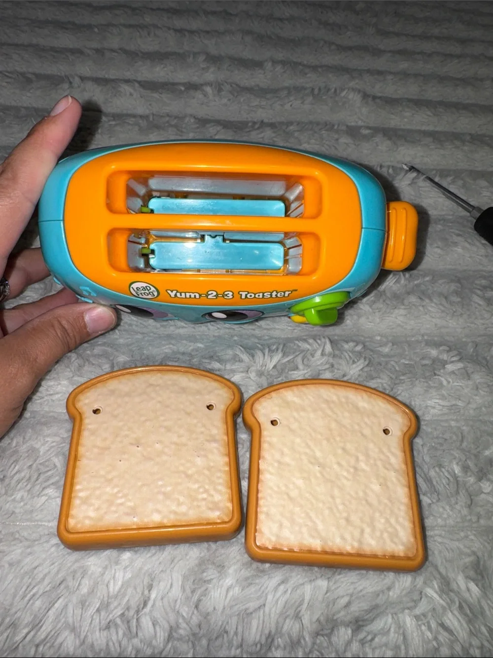 Interactive Blue Kids Learning Toaster Toy with Removable Toast